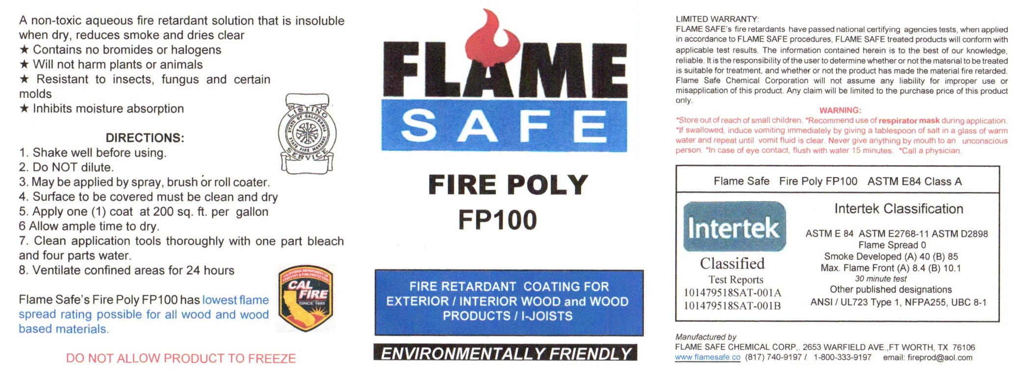 Fire Poly FP100 fire retardant label